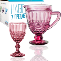 Набір для вина 7 пр. Вінтаж рожева Olens 34215-7-3 OCT-DKC5015D+JC37097LD purple