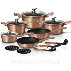 Набір посуду Bohmann Rose-gold Metallic Line 15 пр.  BH 1224N 
