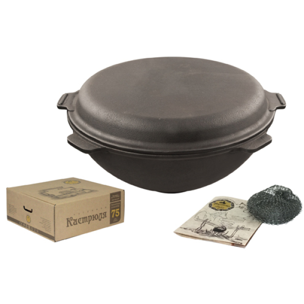 Каструля чавунна WOK Maysternya з кришкою сковорідкою 8 л Т405СР 