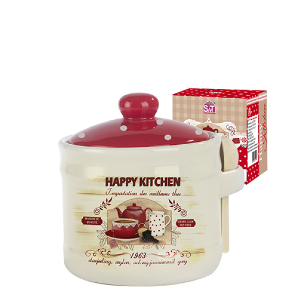 Банка для меду S&T з дерев'яною ложкою 420 мл  Happy Kitchen (2370-11)