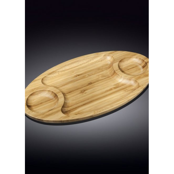 WL 771039 Блюдо бамбукове 3 секції 35,5х20,5 см Bamboo