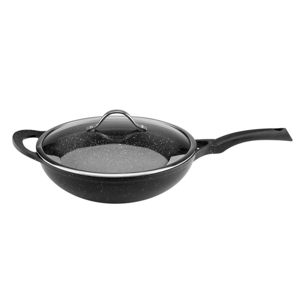 Сковорідка-вок Vinzer Premium Granite Induction з кришкою32 см  (89456)