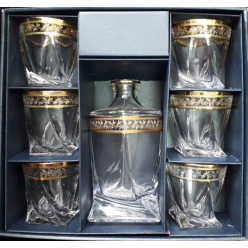 Набір для віскі Bohemia Quadro (7 пр.) золото (99999-340-43081)