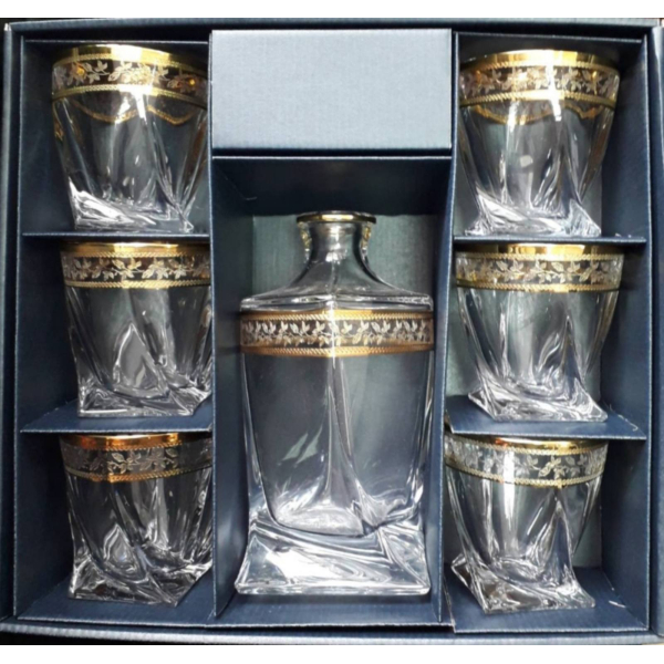 Набір для віскі Bohemia Quadro (7 пр.) золото (99999-340-43081)